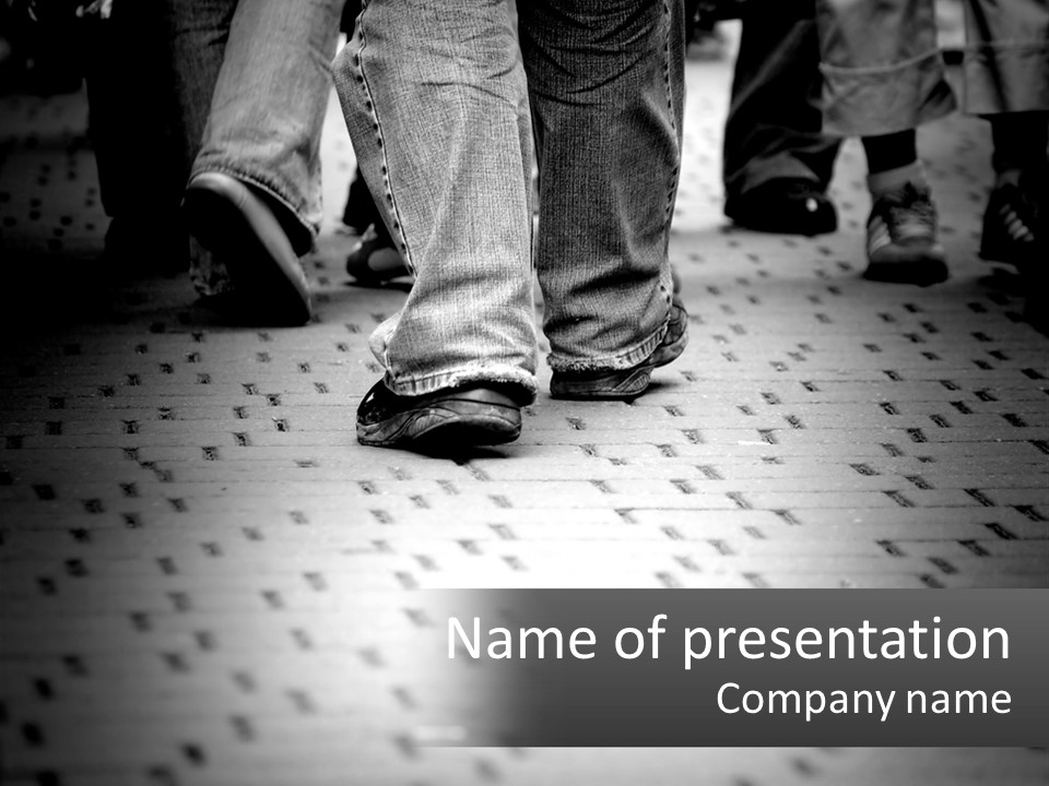 A Group Of People Standing On A Tiled Floor PowerPoint Template
