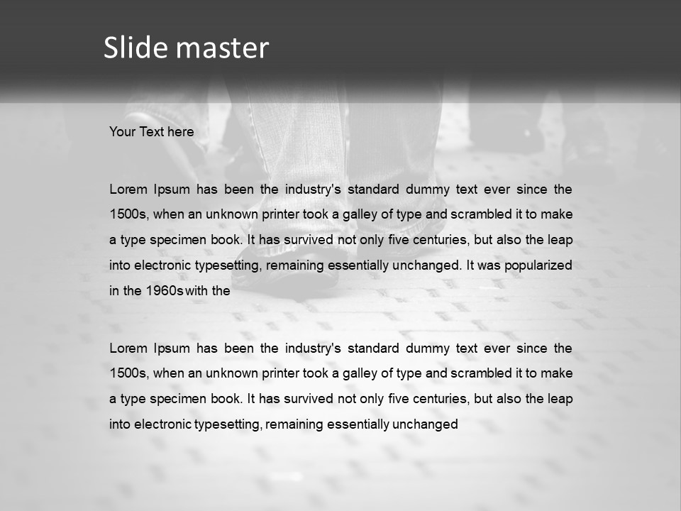 A Group Of People Standing On A Tiled Floor PowerPoint Template