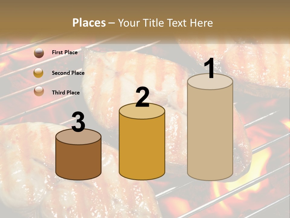 Three Pieces Of Meat Cooking On A Grill PowerPoint Template