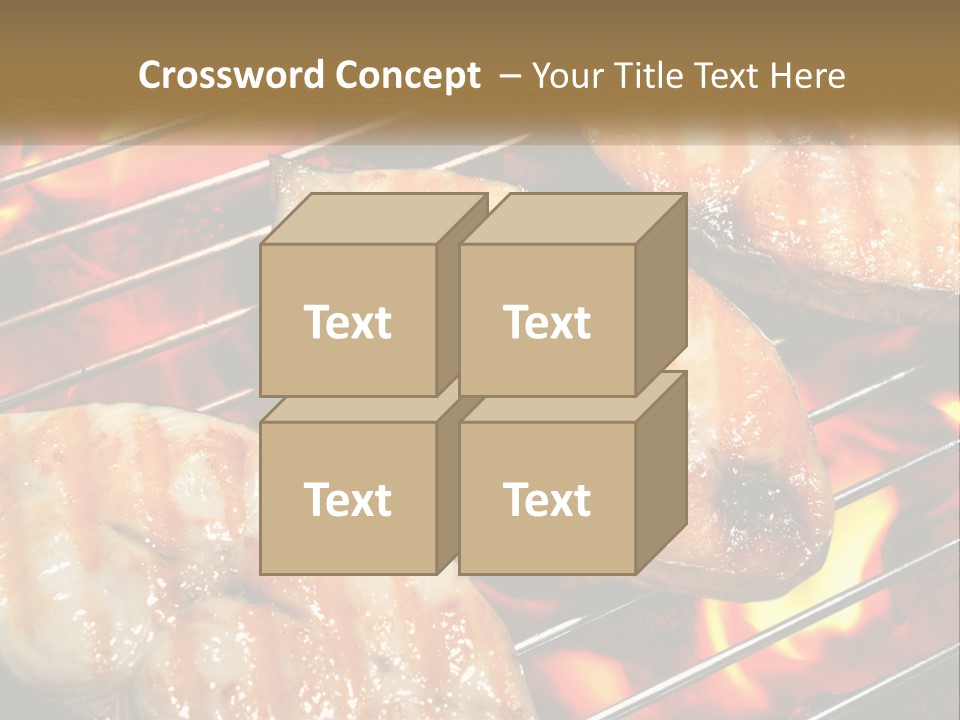 Three Pieces Of Meat Cooking On A Grill PowerPoint Template