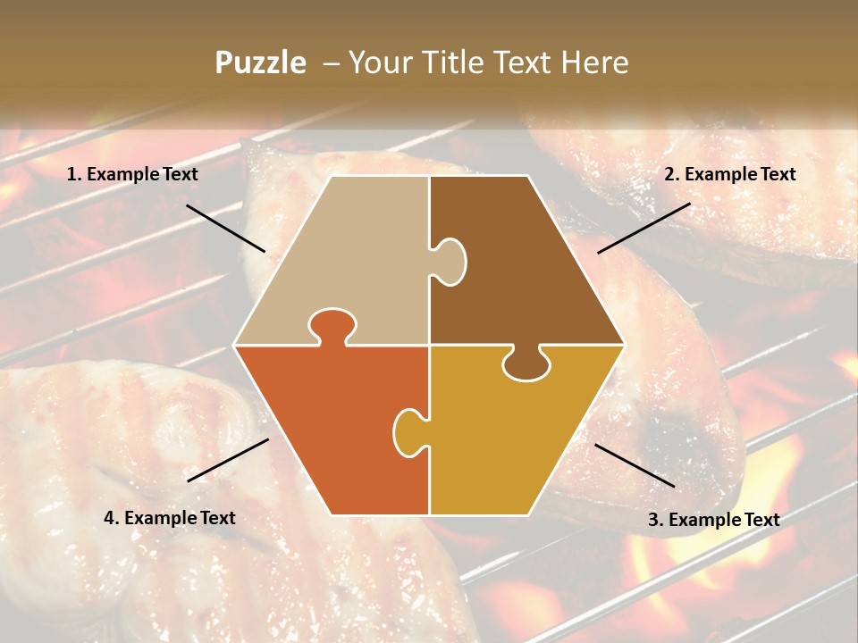 Three Pieces Of Meat Cooking On A Grill PowerPoint Template