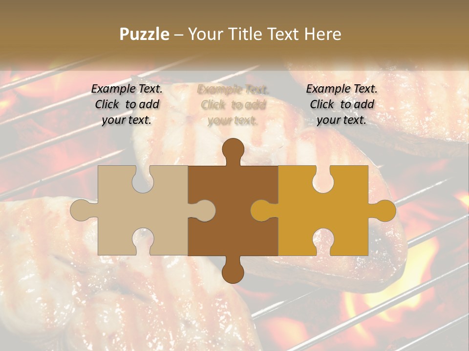 Three Pieces Of Meat Cooking On A Grill PowerPoint Template