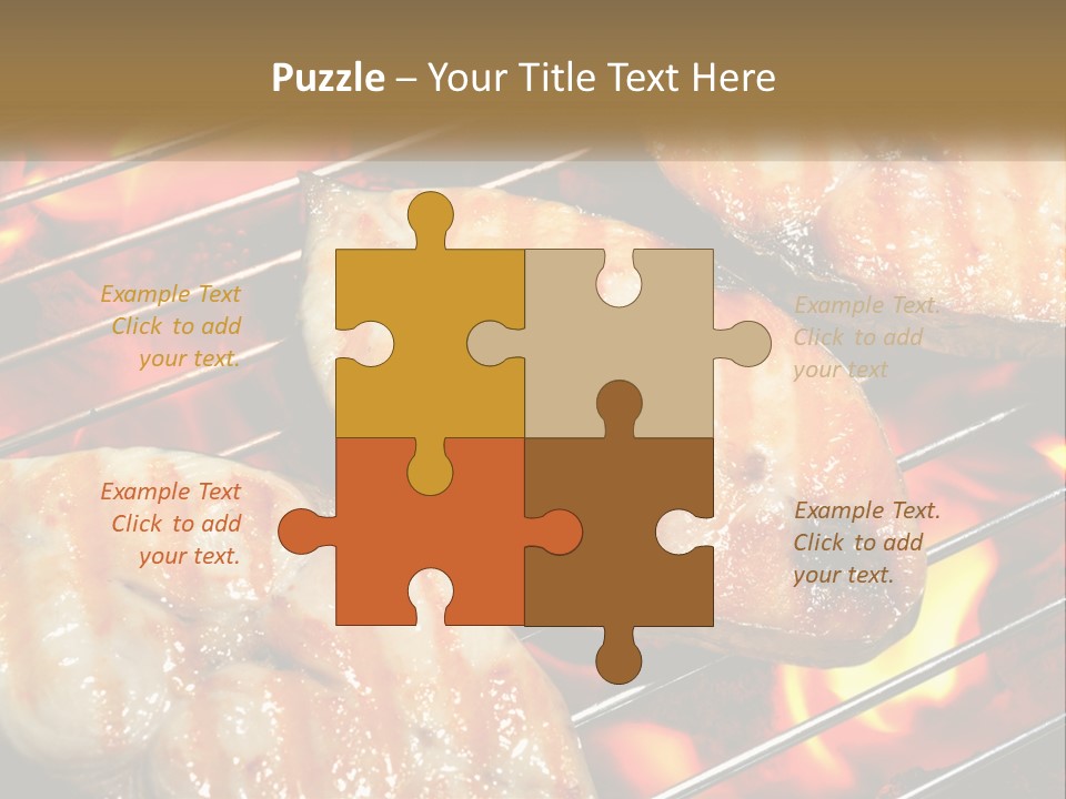 Three Pieces Of Meat Cooking On A Grill PowerPoint Template