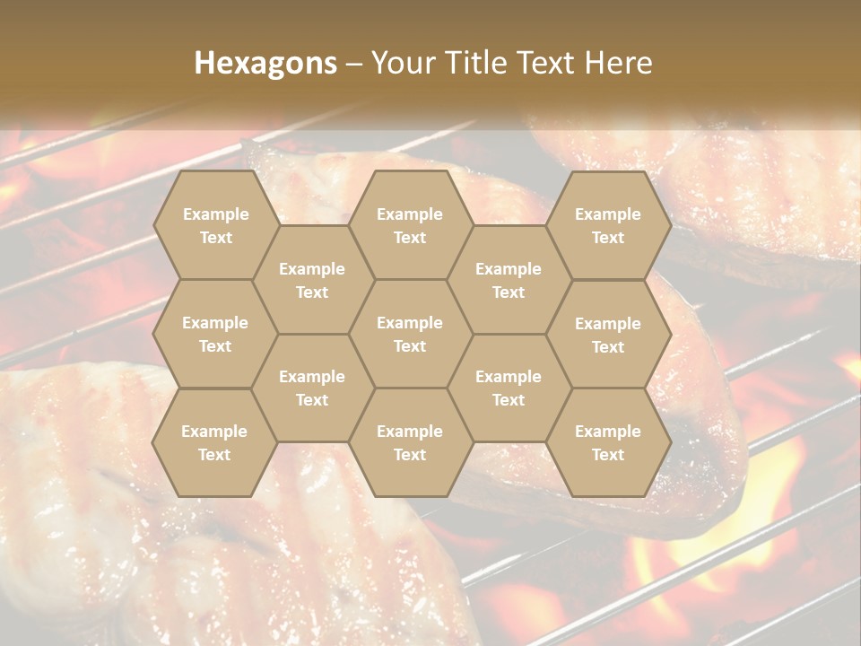 Three Pieces Of Meat Cooking On A Grill PowerPoint Template