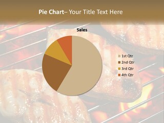 Three Pieces Of Meat Cooking On A Grill PowerPoint Template
