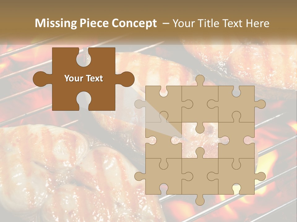 Three Pieces Of Meat Cooking On A Grill PowerPoint Template
