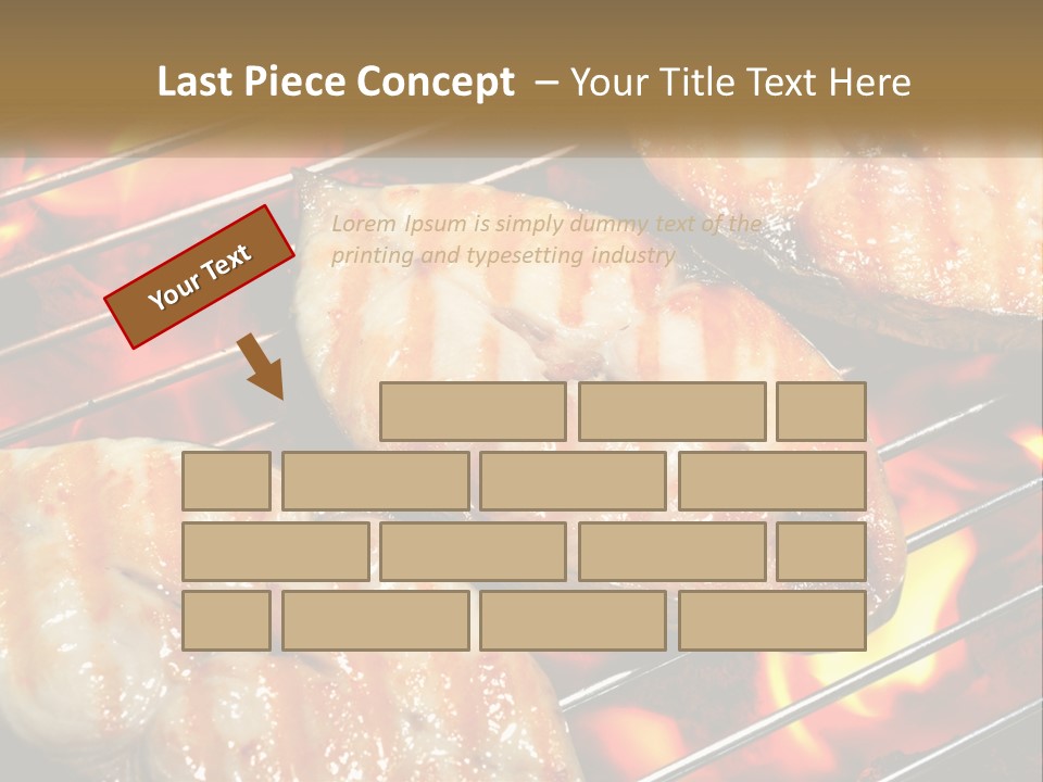 Three Pieces Of Meat Cooking On A Grill PowerPoint Template