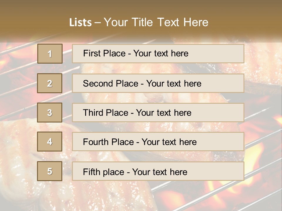Three Pieces Of Meat Cooking On A Grill PowerPoint Template