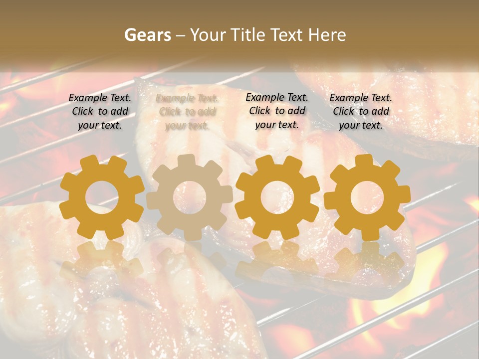 Three Pieces Of Meat Cooking On A Grill PowerPoint Template