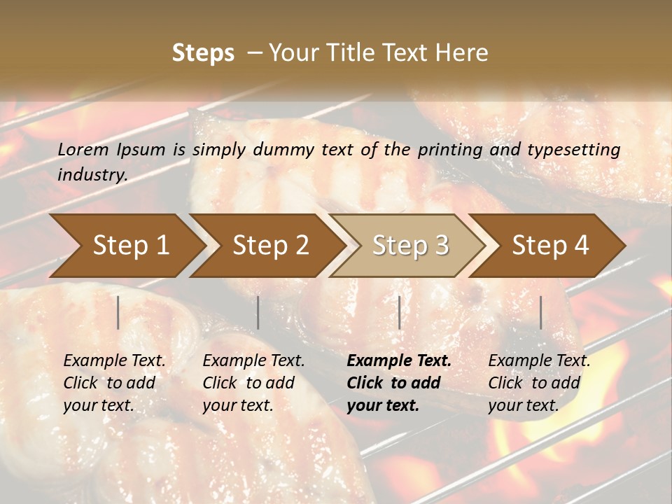 Three Pieces Of Meat Cooking On A Grill PowerPoint Template