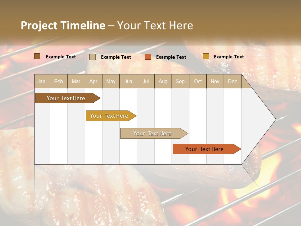 Three Pieces Of Meat Cooking On A Grill PowerPoint Template