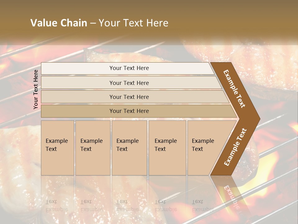 Three Pieces Of Meat Cooking On A Grill PowerPoint Template