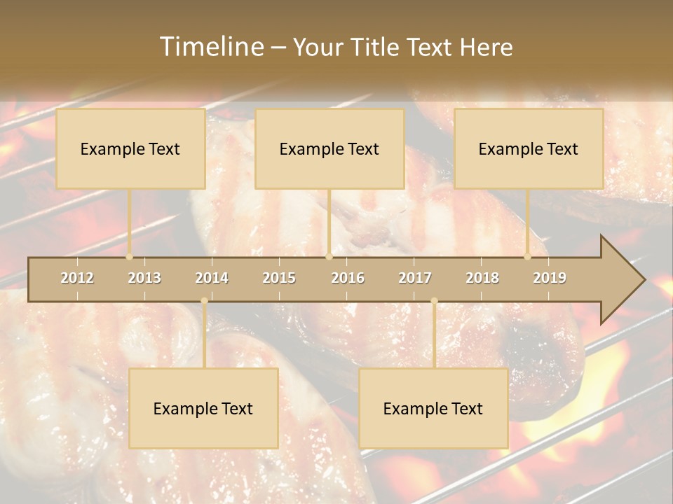 Three Pieces Of Meat Cooking On A Grill PowerPoint Template
