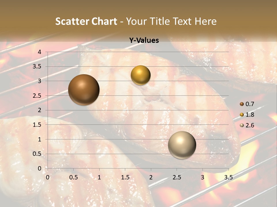 Three Pieces Of Meat Cooking On A Grill PowerPoint Template