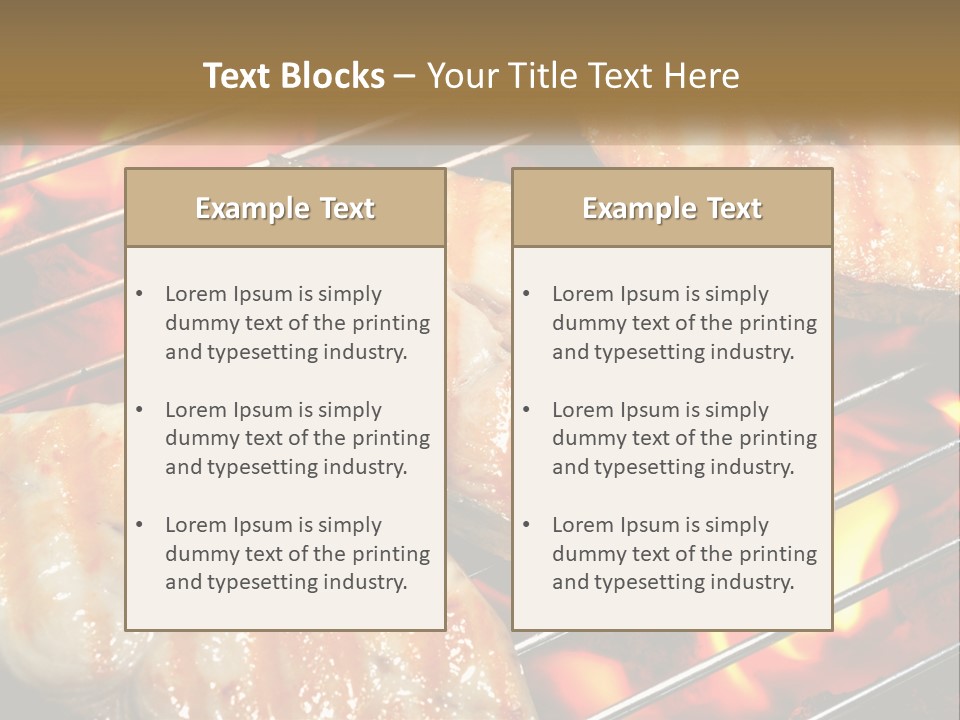 Three Pieces Of Meat Cooking On A Grill PowerPoint Template
