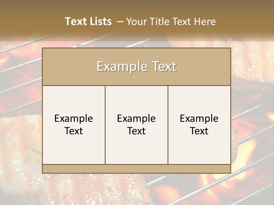 Three Pieces Of Meat Cooking On A Grill PowerPoint Template