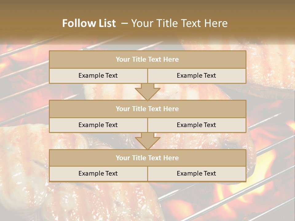 Three Pieces Of Meat Cooking On A Grill PowerPoint Template