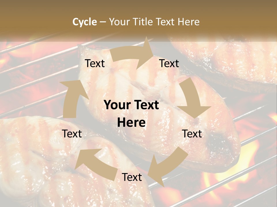 Three Pieces Of Meat Cooking On A Grill PowerPoint Template
