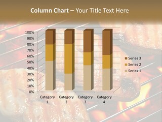 Three Pieces Of Meat Cooking On A Grill PowerPoint Template