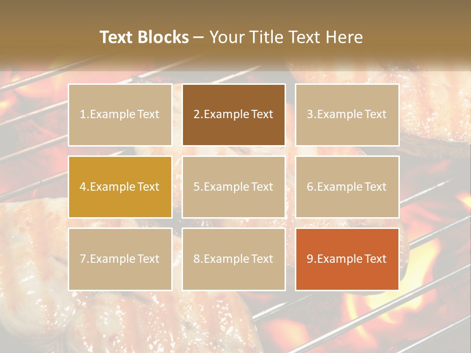 Three Pieces Of Meat Cooking On A Grill PowerPoint Template