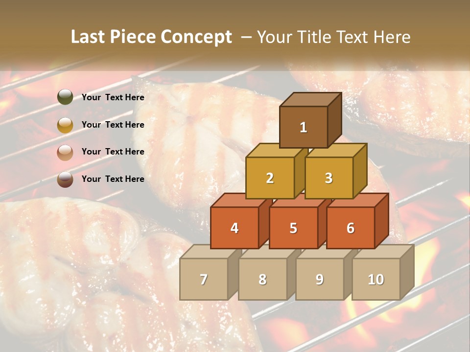 Three Pieces Of Meat Cooking On A Grill PowerPoint Template