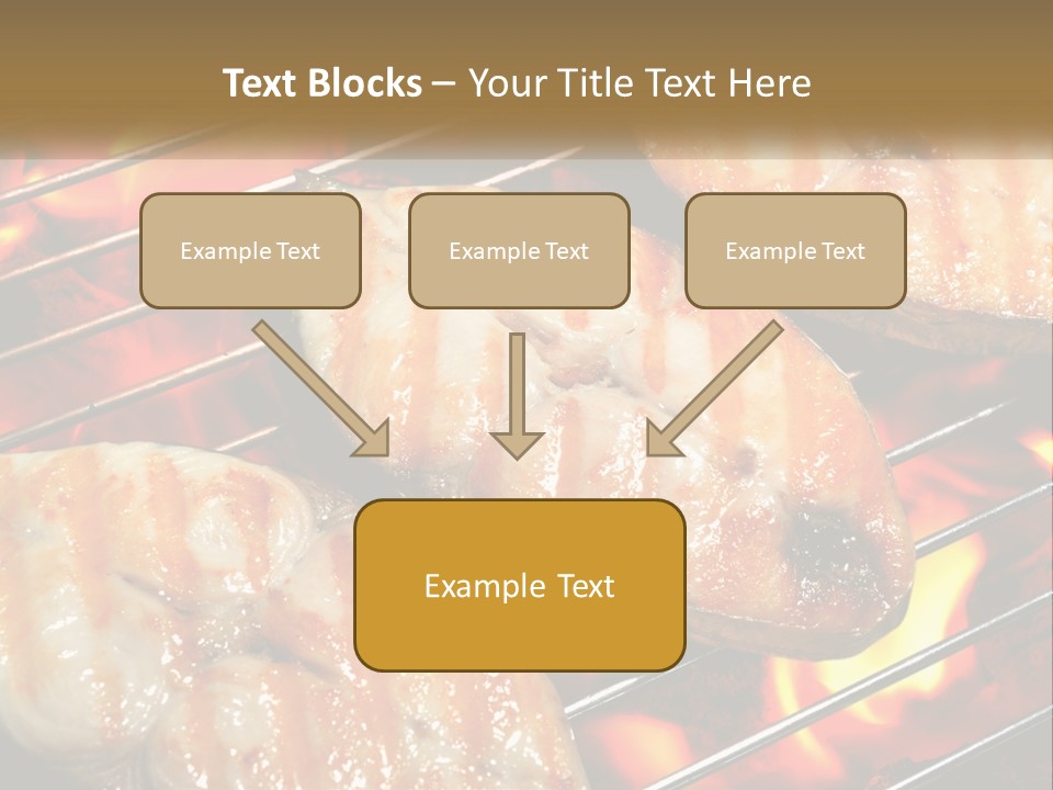Three Pieces Of Meat Cooking On A Grill PowerPoint Template