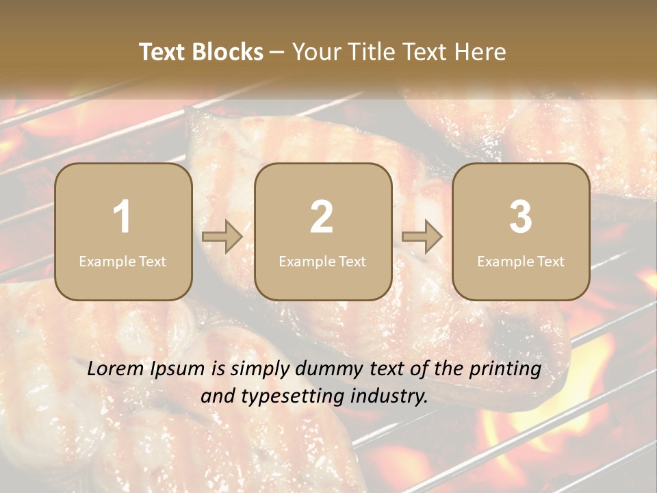 Three Pieces Of Meat Cooking On A Grill PowerPoint Template