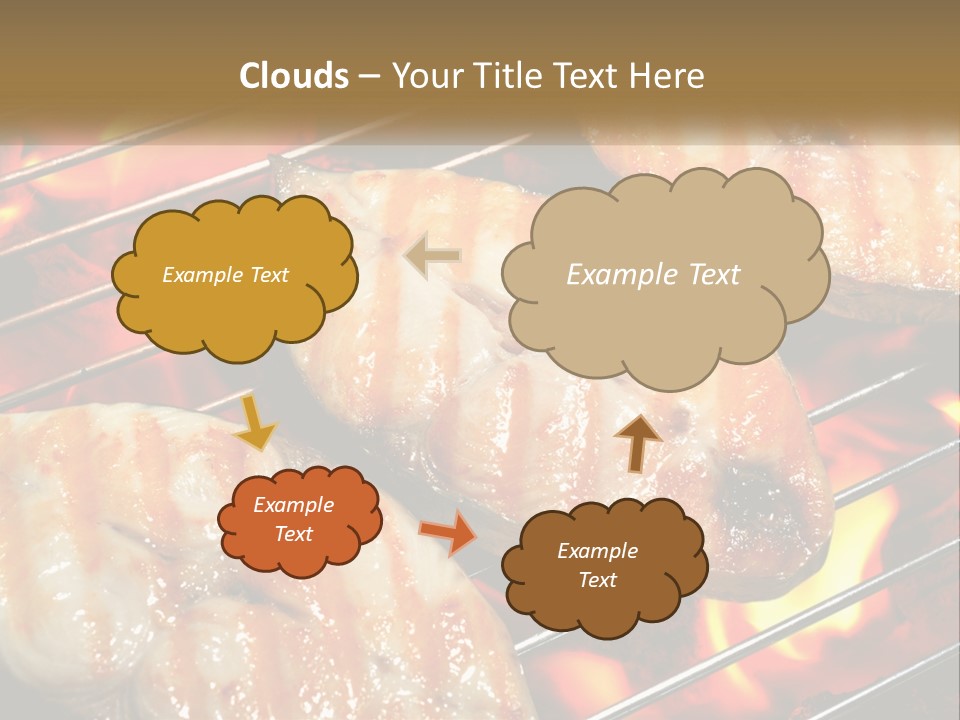 Three Pieces Of Meat Cooking On A Grill PowerPoint Template