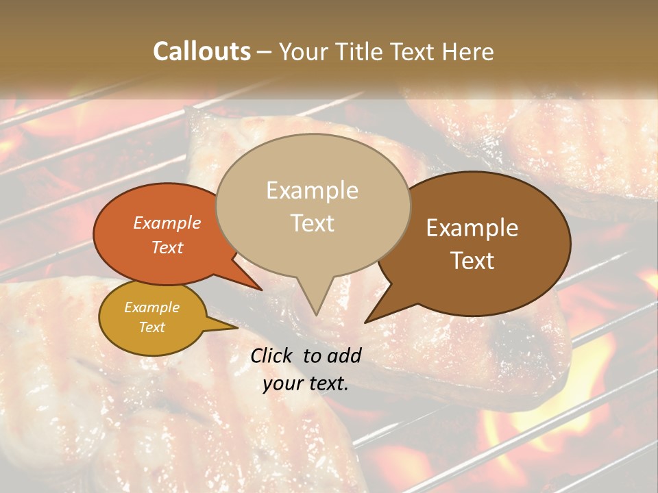 Three Pieces Of Meat Cooking On A Grill PowerPoint Template