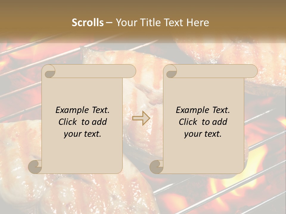 Three Pieces Of Meat Cooking On A Grill PowerPoint Template