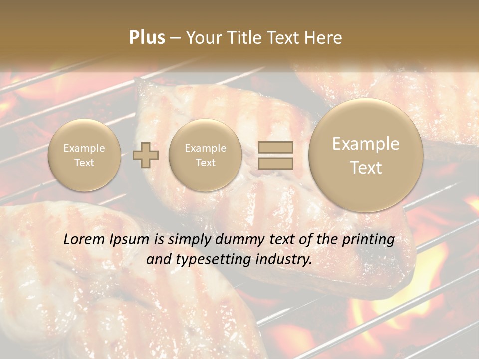 Three Pieces Of Meat Cooking On A Grill PowerPoint Template