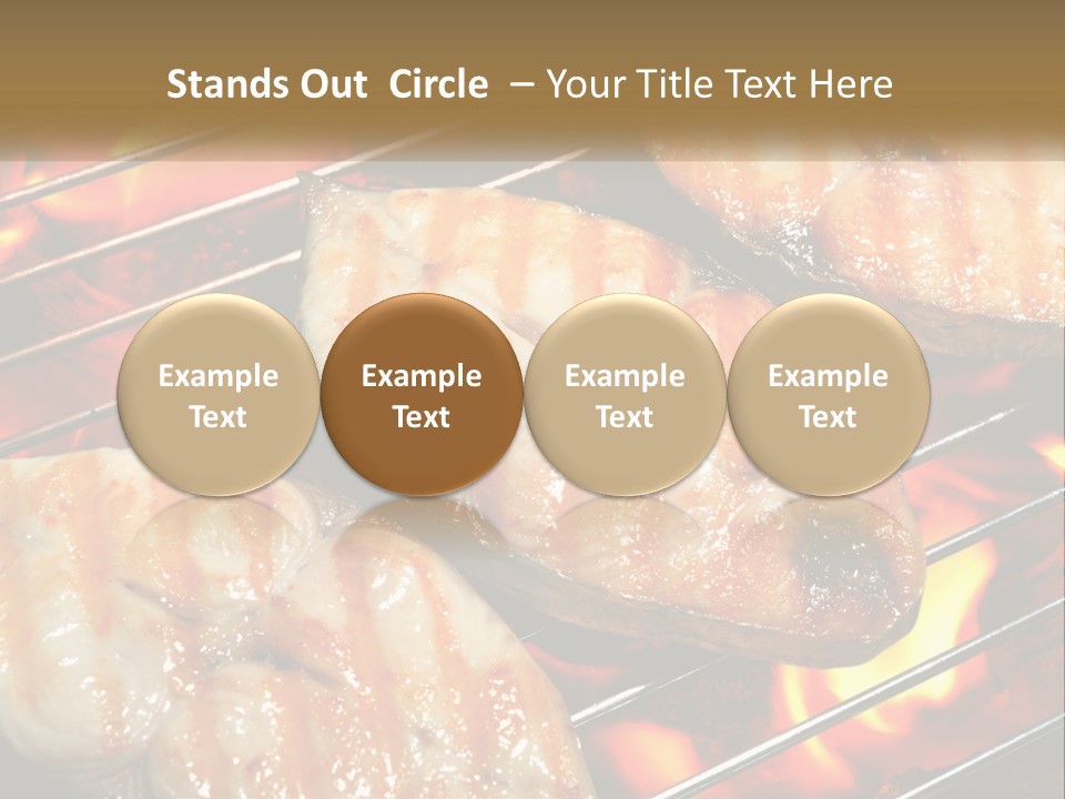 Three Pieces Of Meat Cooking On A Grill PowerPoint Template