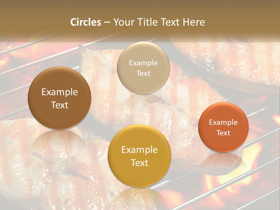 Three Pieces Of Meat Cooking On A Grill PowerPoint Template