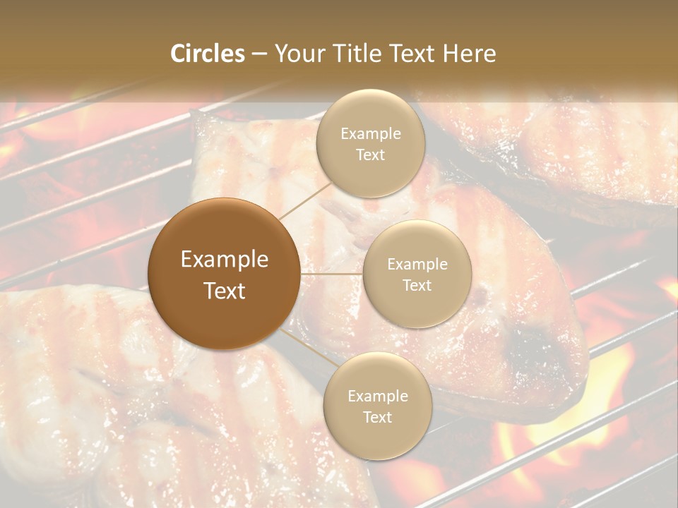 Three Pieces Of Meat Cooking On A Grill PowerPoint Template