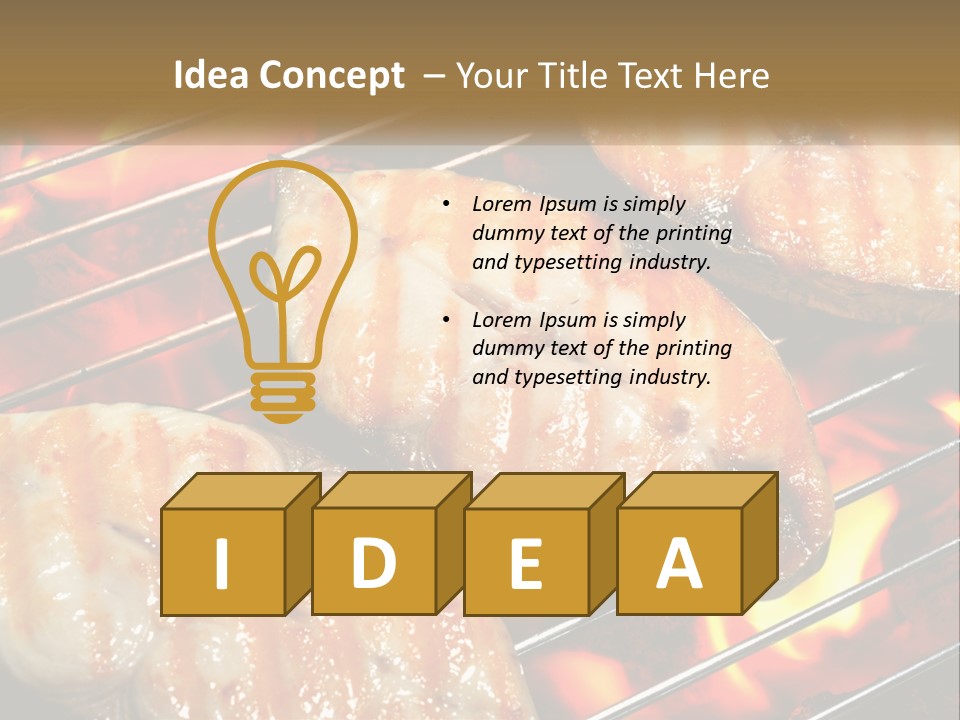 Three Pieces Of Meat Cooking On A Grill PowerPoint Template