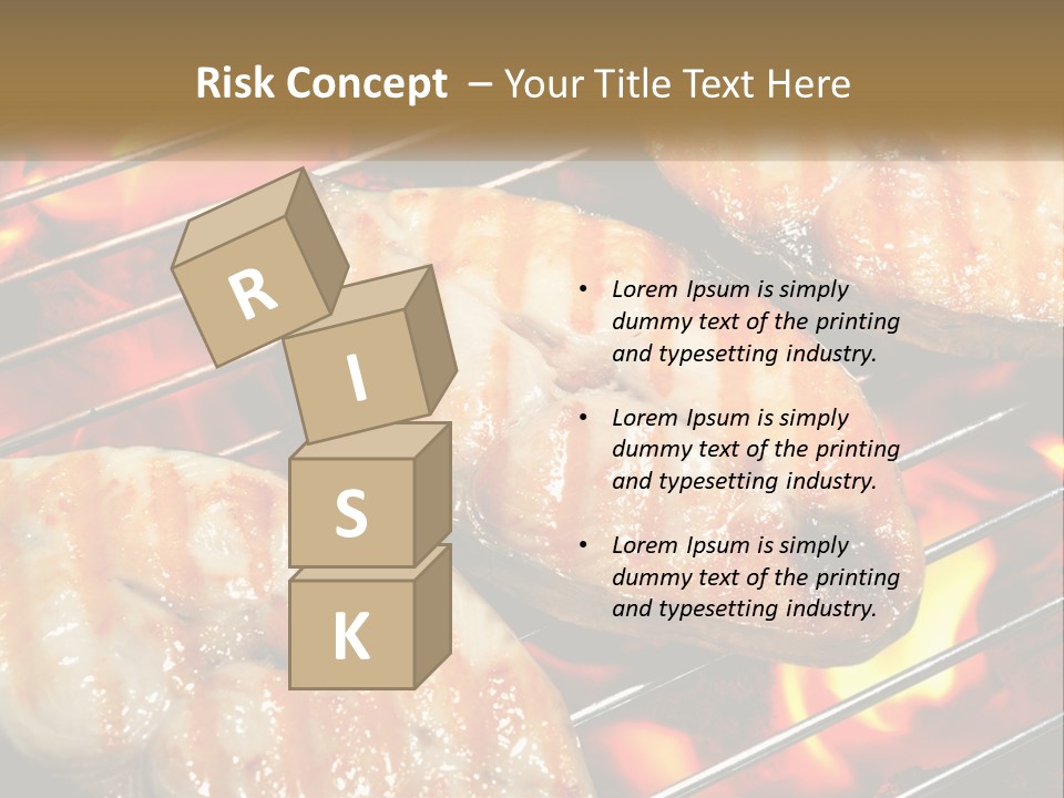 Three Pieces Of Meat Cooking On A Grill PowerPoint Template