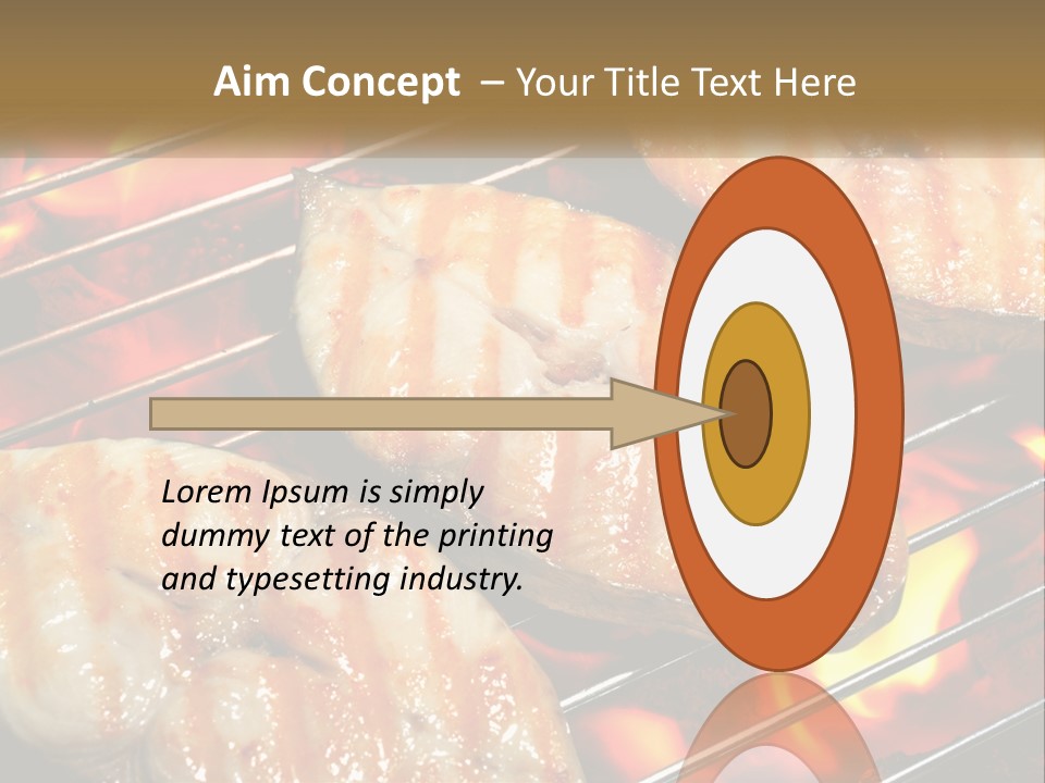 Three Pieces Of Meat Cooking On A Grill PowerPoint Template
