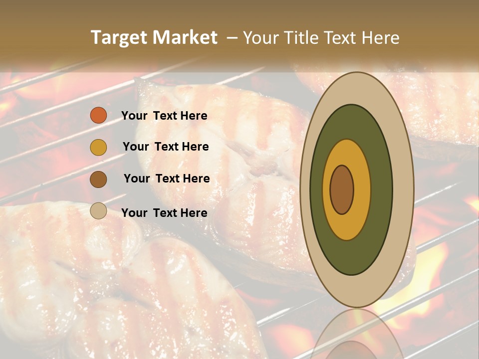 Three Pieces Of Meat Cooking On A Grill PowerPoint Template
