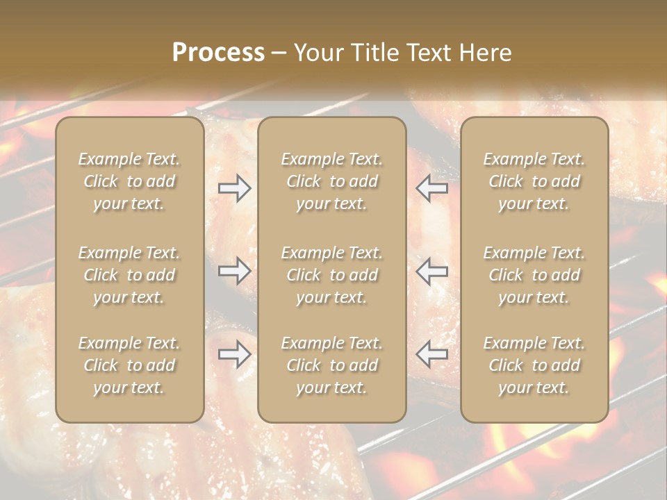 Three Pieces Of Meat Cooking On A Grill PowerPoint Template