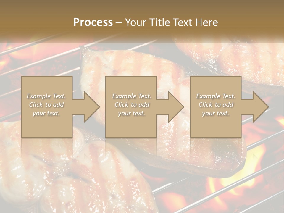 Three Pieces Of Meat Cooking On A Grill PowerPoint Template