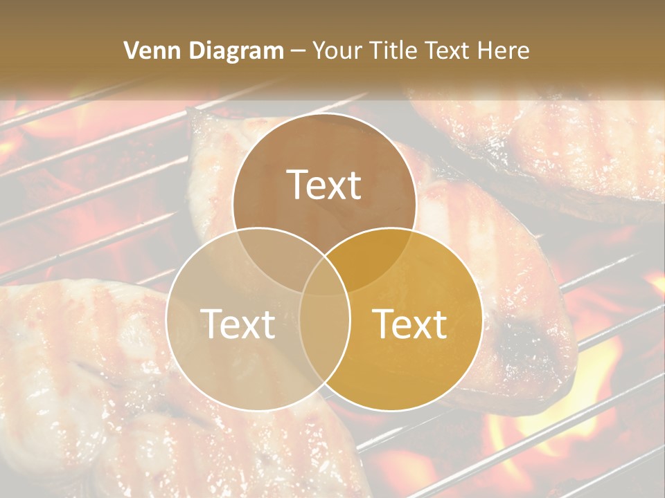Three Pieces Of Meat Cooking On A Grill PowerPoint Template