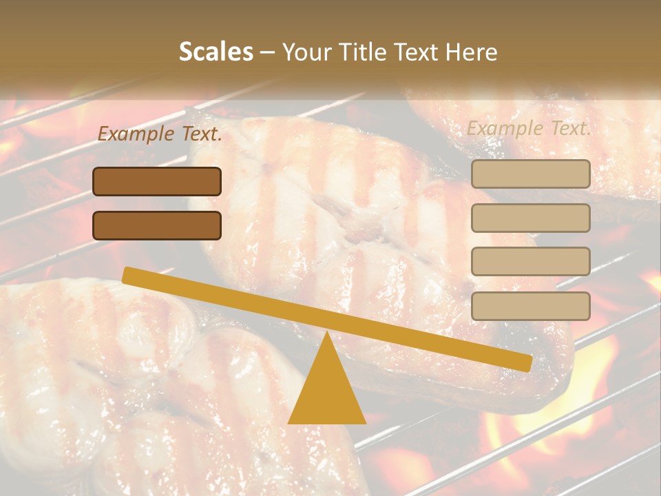 Three Pieces Of Meat Cooking On A Grill PowerPoint Template