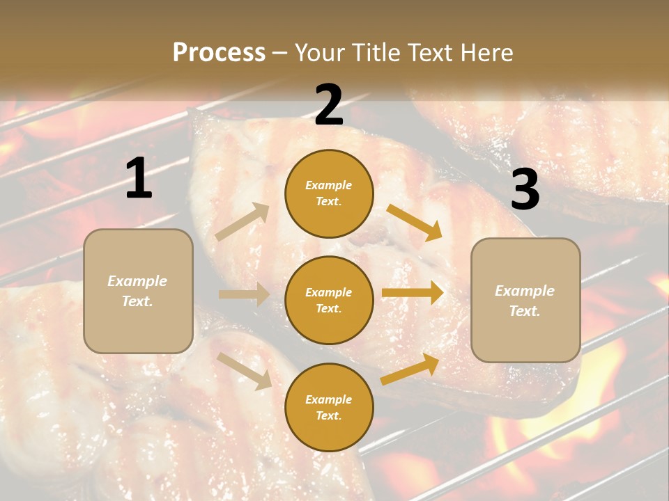 Three Pieces Of Meat Cooking On A Grill PowerPoint Template