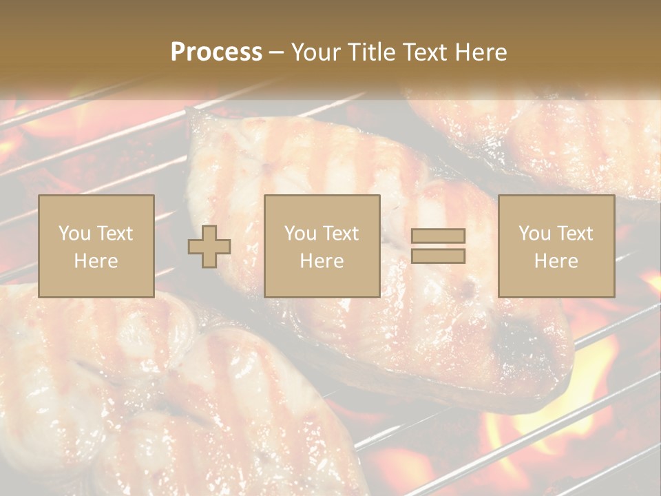 Three Pieces Of Meat Cooking On A Grill PowerPoint Template