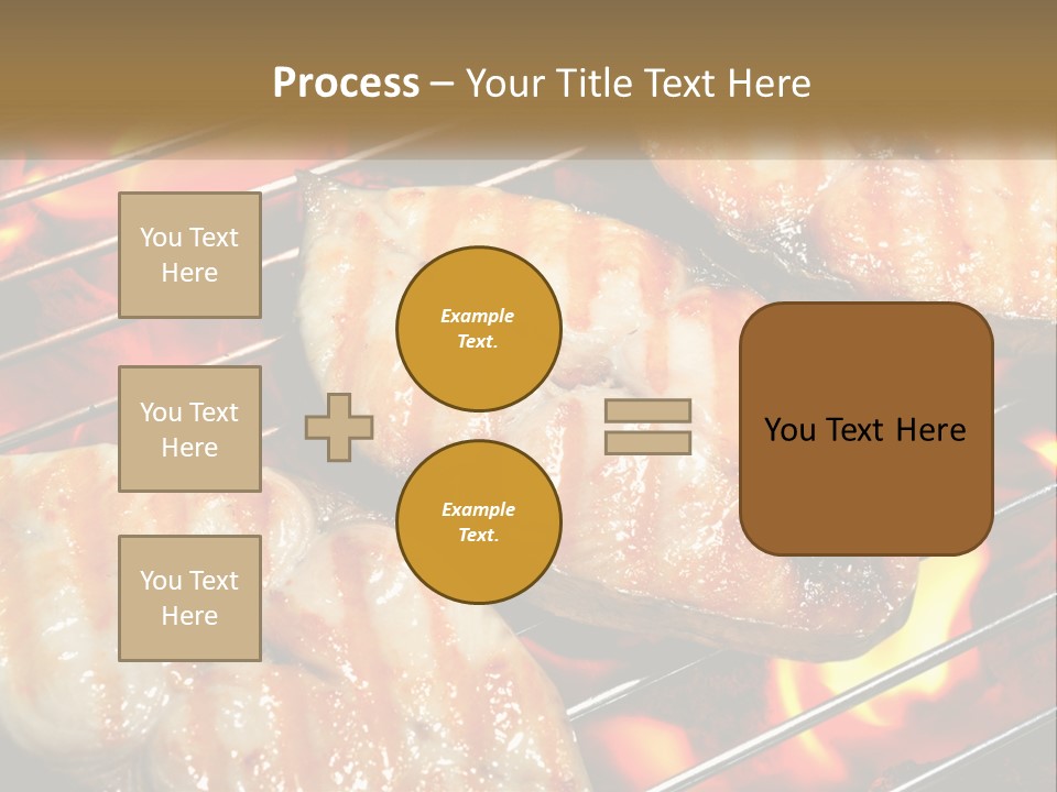 Three Pieces Of Meat Cooking On A Grill PowerPoint Template