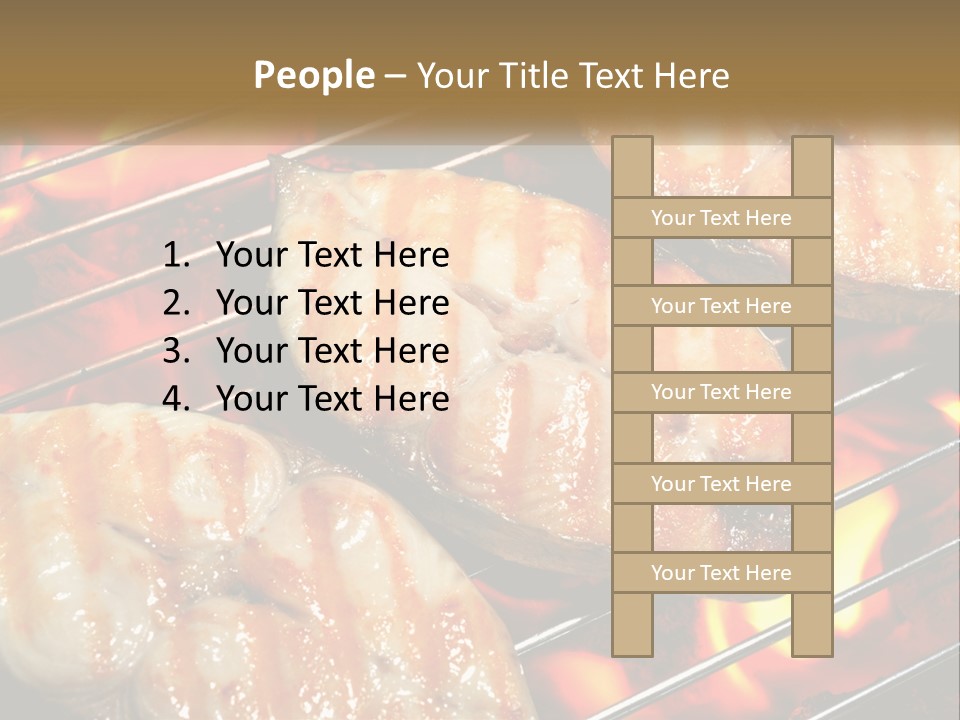 Three Pieces Of Meat Cooking On A Grill PowerPoint Template