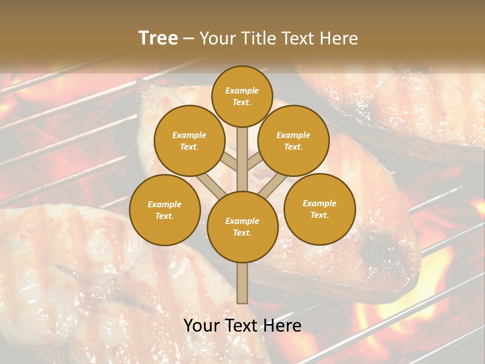 Three Pieces Of Meat Cooking On A Grill PowerPoint Template