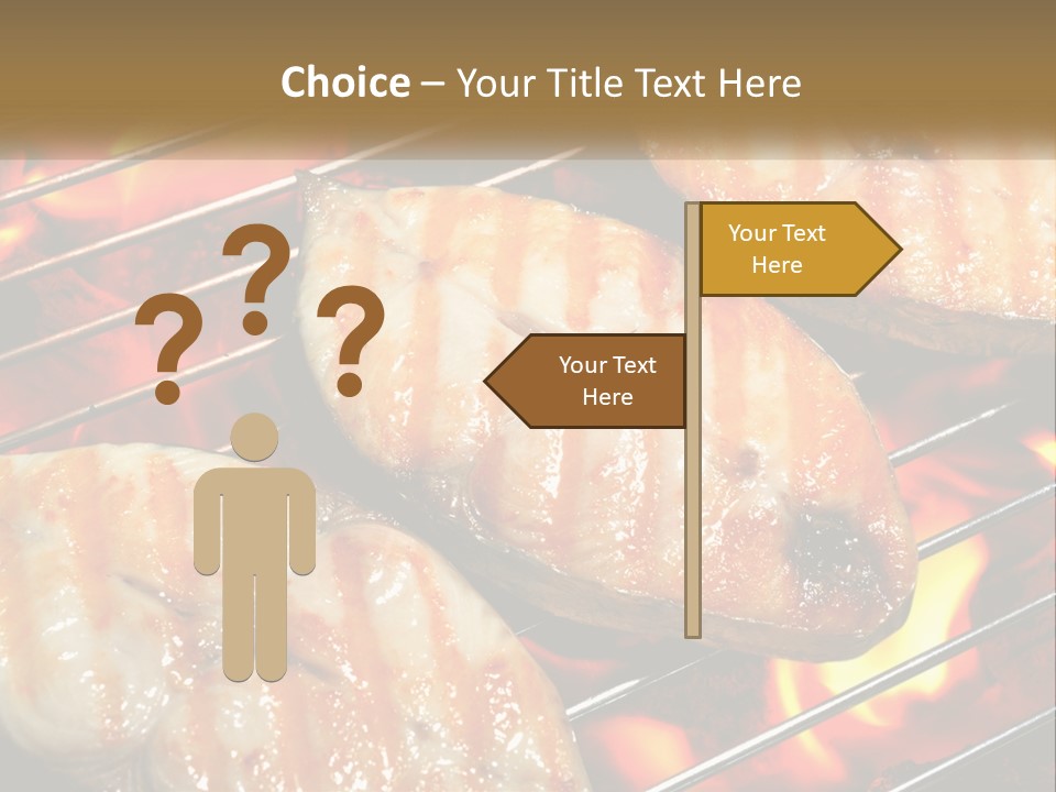 Three Pieces Of Meat Cooking On A Grill PowerPoint Template