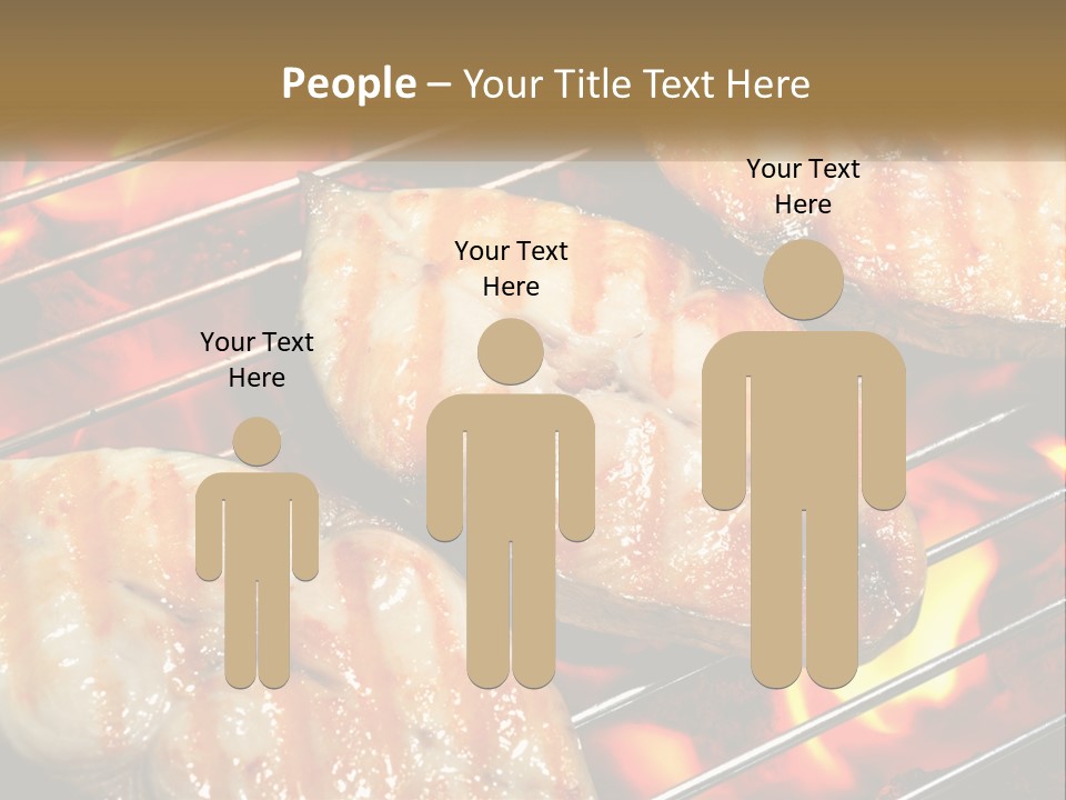 Three Pieces Of Meat Cooking On A Grill PowerPoint Template