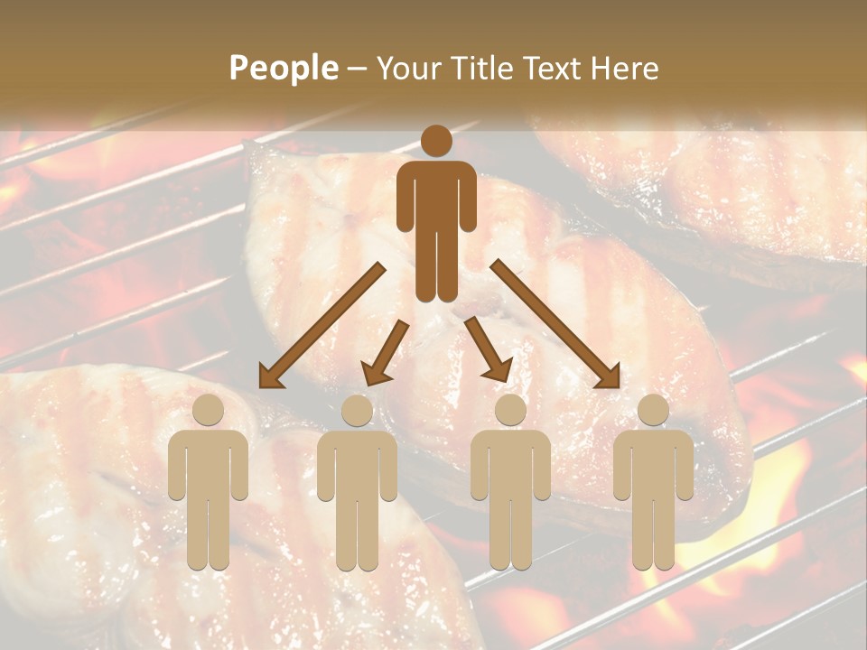 Three Pieces Of Meat Cooking On A Grill PowerPoint Template